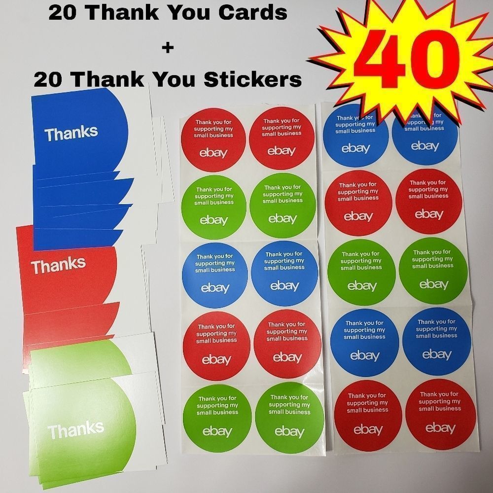 8/$20 40 Ebay Branded Thank You Stickers and Cards